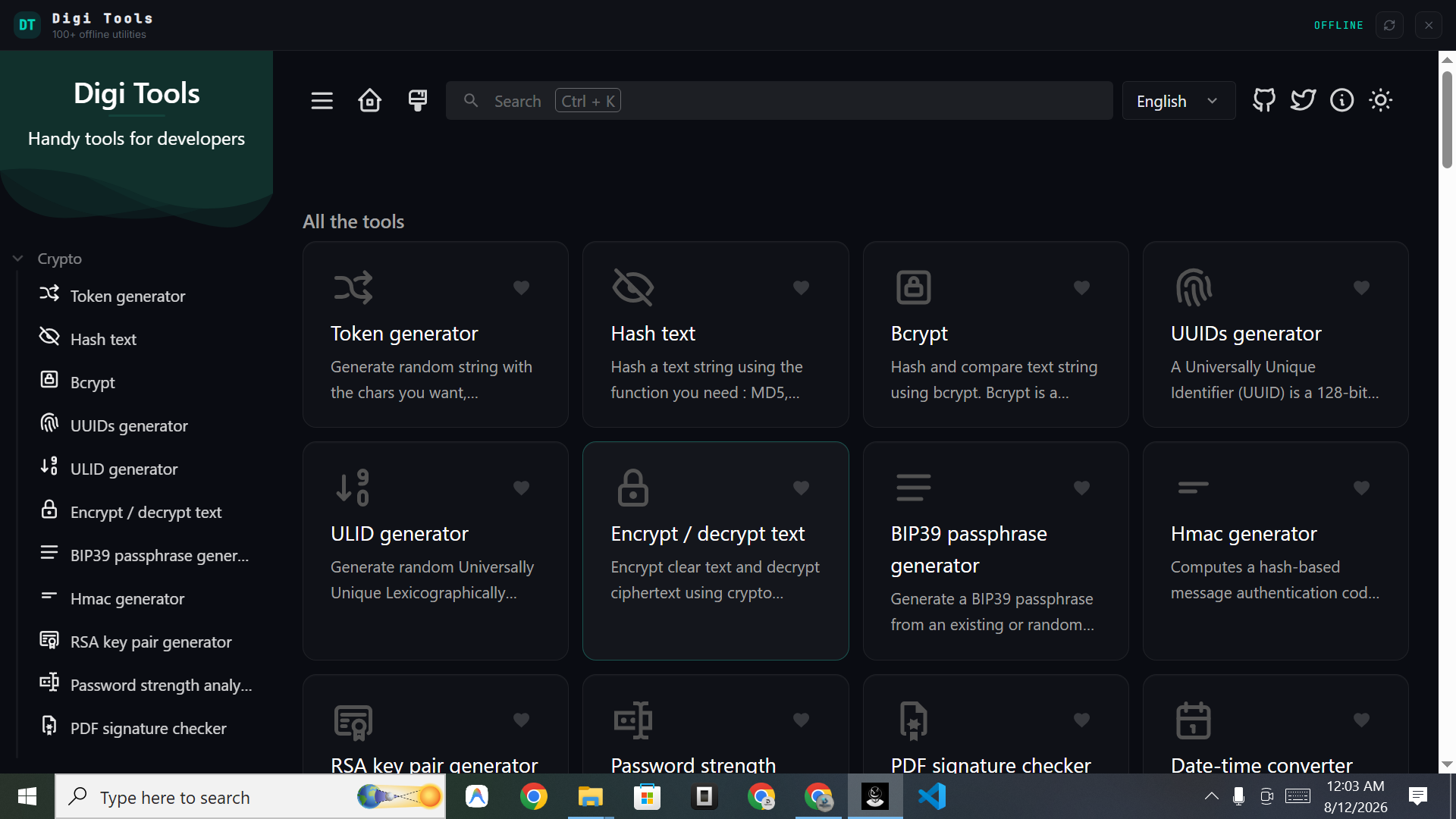 DIGI BIZ OS Digi Tools screenshot — 100+ offline utilities, always at hand.