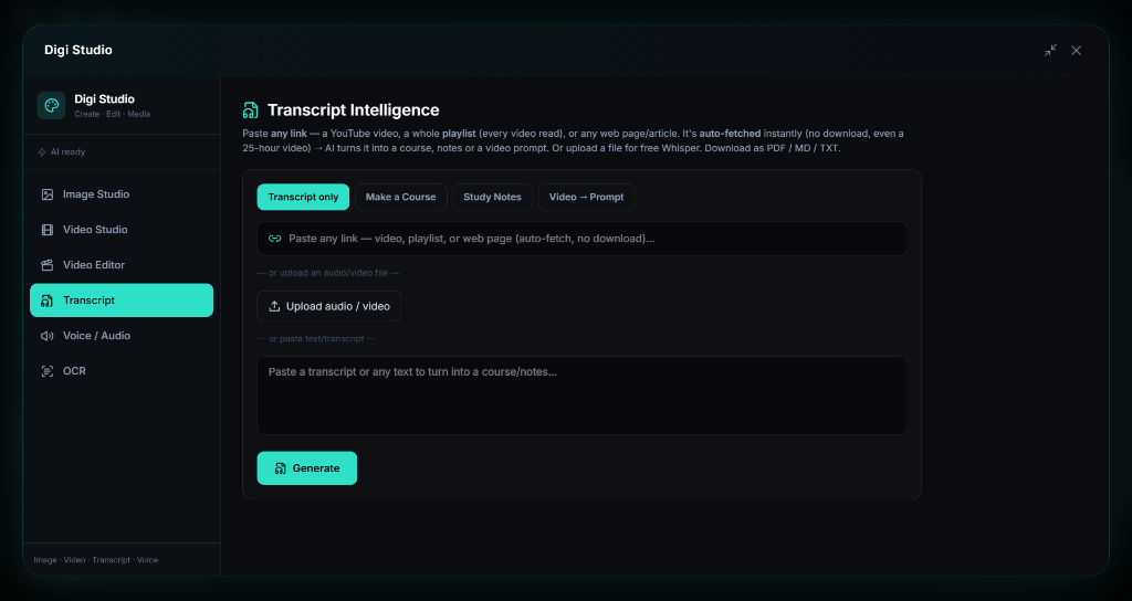 Transcript Intelligence & Instant Course Generator