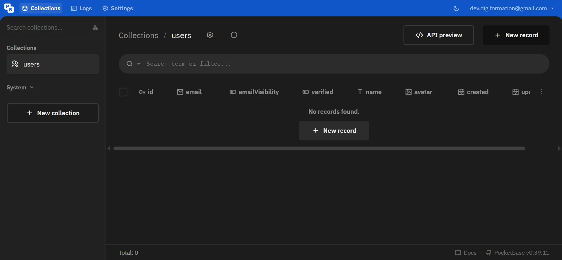 PocketBase Full-Stack Backend interface preview