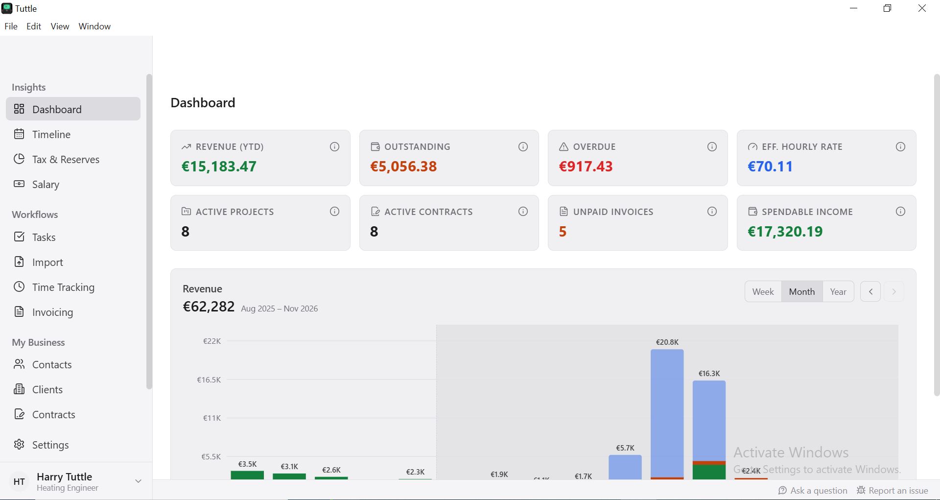 Tuttle Time & Productivity Tracker screenshot preview